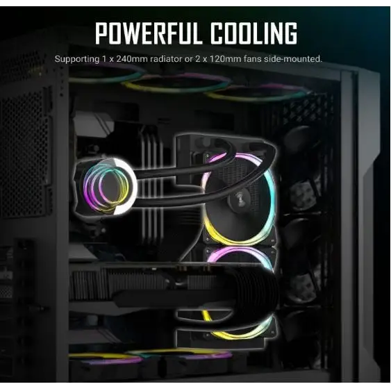 Antec AX90 ATX 2x 360mm Radiator Support 4x ARGB 12CM Fans 3x Front & 1x Rear included. RGB controller for six fans.