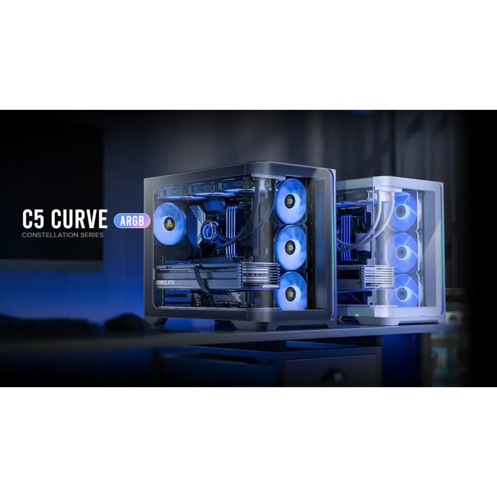 Antec C5 Curve ARGB ATX mATX Dual Chamber 4x Perfromance PWM fans 4mm TG USB Type-C 3.2 Gen 2 x 1 Mid Tower Black Case