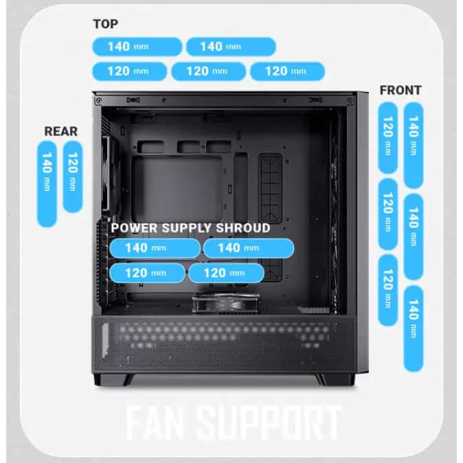 Antec Flux ATX Black Premium Walnut Trim 5x PWM Performance Fans. Ultra Cooling Design ARGB Controller Mid Tower Case