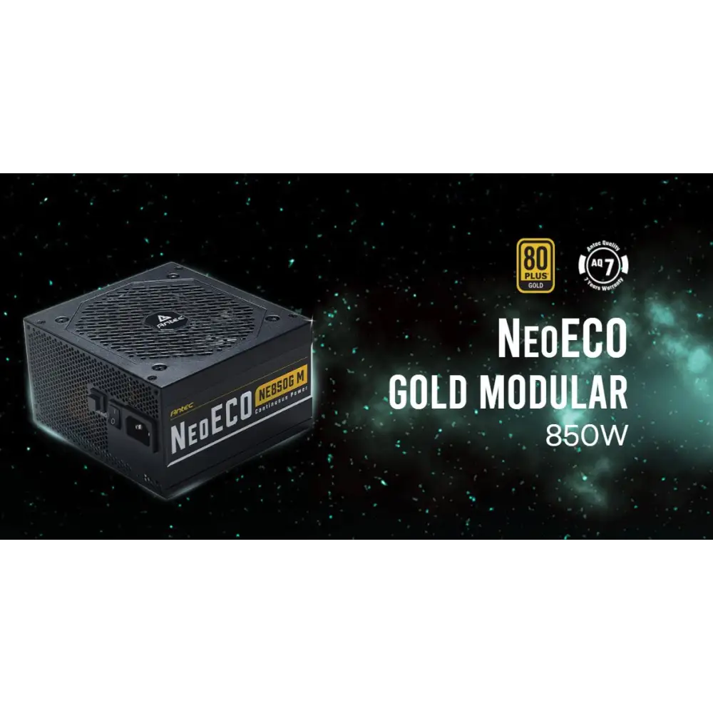 Antec NE 850w 80+ Gold Fully-Modular ATX 3.0 PCI-E 5.0 120mm Silent Fan Japanese Caps Supply PSU 7 Years Warranty