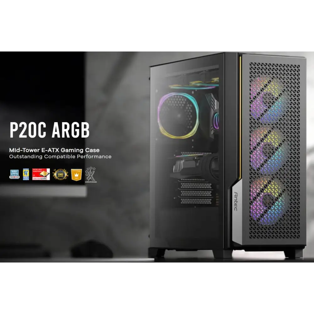 Antec P20C ARGB E-ATX ATX High Airflow USB-C Cable management 4x HDD/SSD 375mm GPU 170mm CPU 3x PWM 12CM,Fan Control