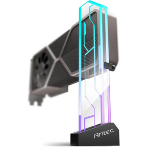 Antec RGB GPU Support Bracket Graphics Card Holder Addressable 5V 3PIN Connector. Tempered Glass Black
