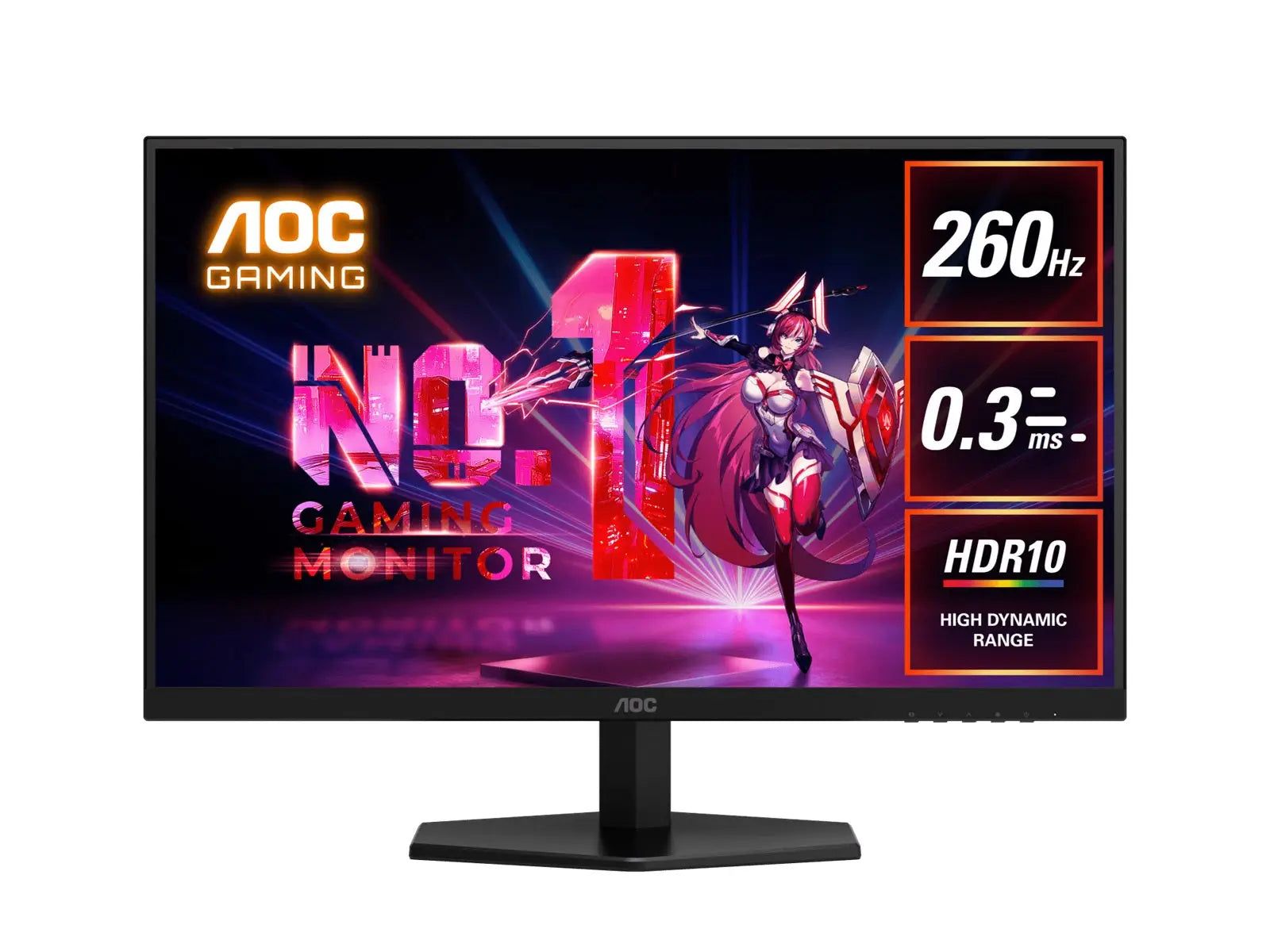 AOC 27’’ 260Hz Gaming Monitor: Fast IPS panel 2560×1440 @ 0.3ms MPRT 120% sRGB 98.5% DCI-P3 300 nits DP & HDMI tilt