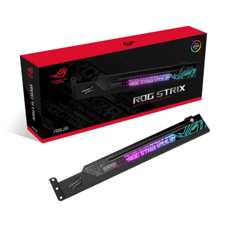 ASUS ROG Strix Graphics Card Holder Eliminates GPU Sag Easy Installation Aura Sync Compatible Laser-etched Logo