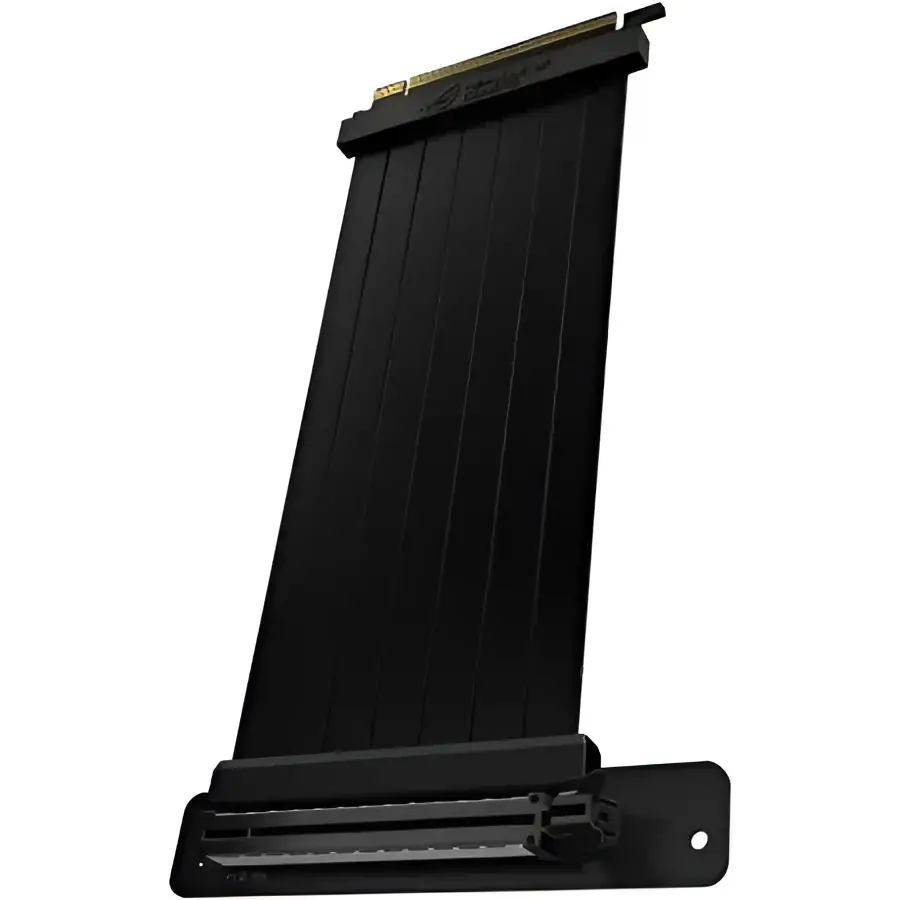 ASUS ROG Strix RS200 240 mm PCI-E x 16 Riser Cable with 90 degree adapter patent SafeSlot design EMI Shielding