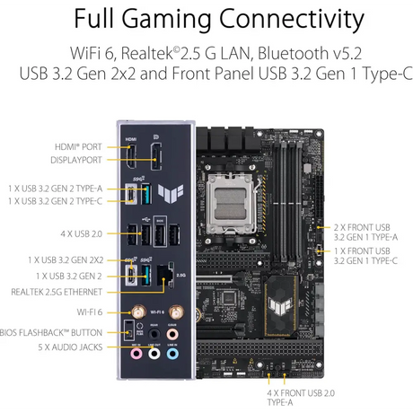 ASUS TUF Gaming B650-PLUS WiFi Motherboard Socket AMD AM5 (Ryzen 7000 ATX PCIe 5.0 DDR5 Memory 14 Power Stages USB 3.2