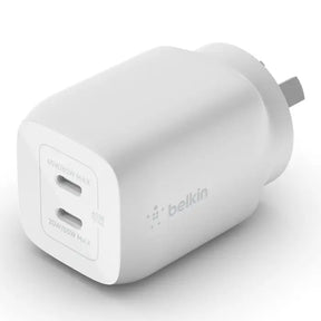 Belkin BoostCharge Pro 65W USB-C PD 3.0 PPS Dual GaN Wall Charger - White (WCH013auWH) Compact Laptop Travel-Ready 2
