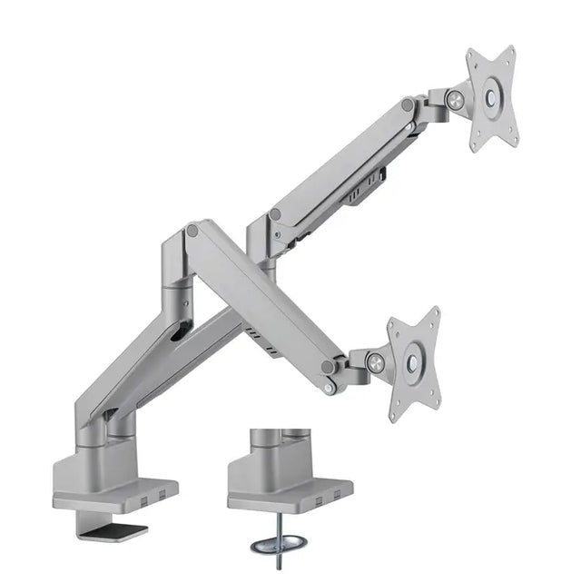 Brateck Dual Monitor Thin Gas Spring Arm Fit Most 17’’-32’’ Monitors Up to 9kg per screen VESA 75x75/100x100 Matte