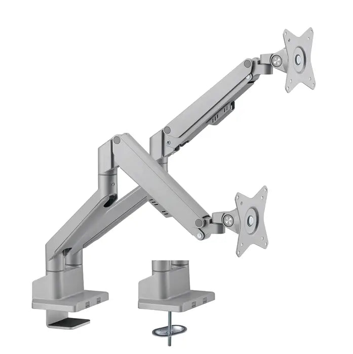 Brateck Dual Monitor Thin Gas Spring Arm Fit Most 17’’-32’’ Monitors Up to 9kg per screen VESA 75x75/100x100 Matte