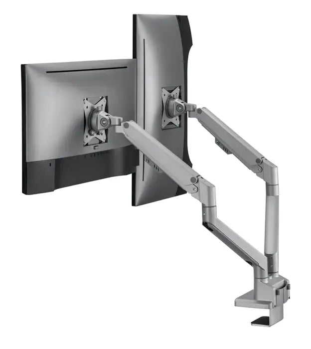Brateck Dual Monitor Thin Gas Spring Arm Fit Most 17’’-32’’ Monitors Up to 9kg per screen VESA 75x75/100x100 Matte