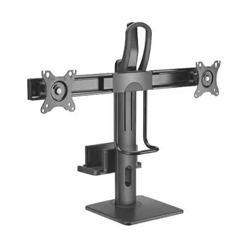 Brateck Dual Screens Vertical Lift Monitor Stand With Thin Client CPU Mount Fit Most 17’’-27’’ Up to 6kg per screen