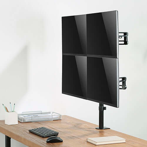 Brateck Quad Free Standing Monitor Premium Articulating Aluminum Monitor Stand Fit Most 17"-32" Monitors Up to 8kg per screen VESA 75x75/100x100(LS)