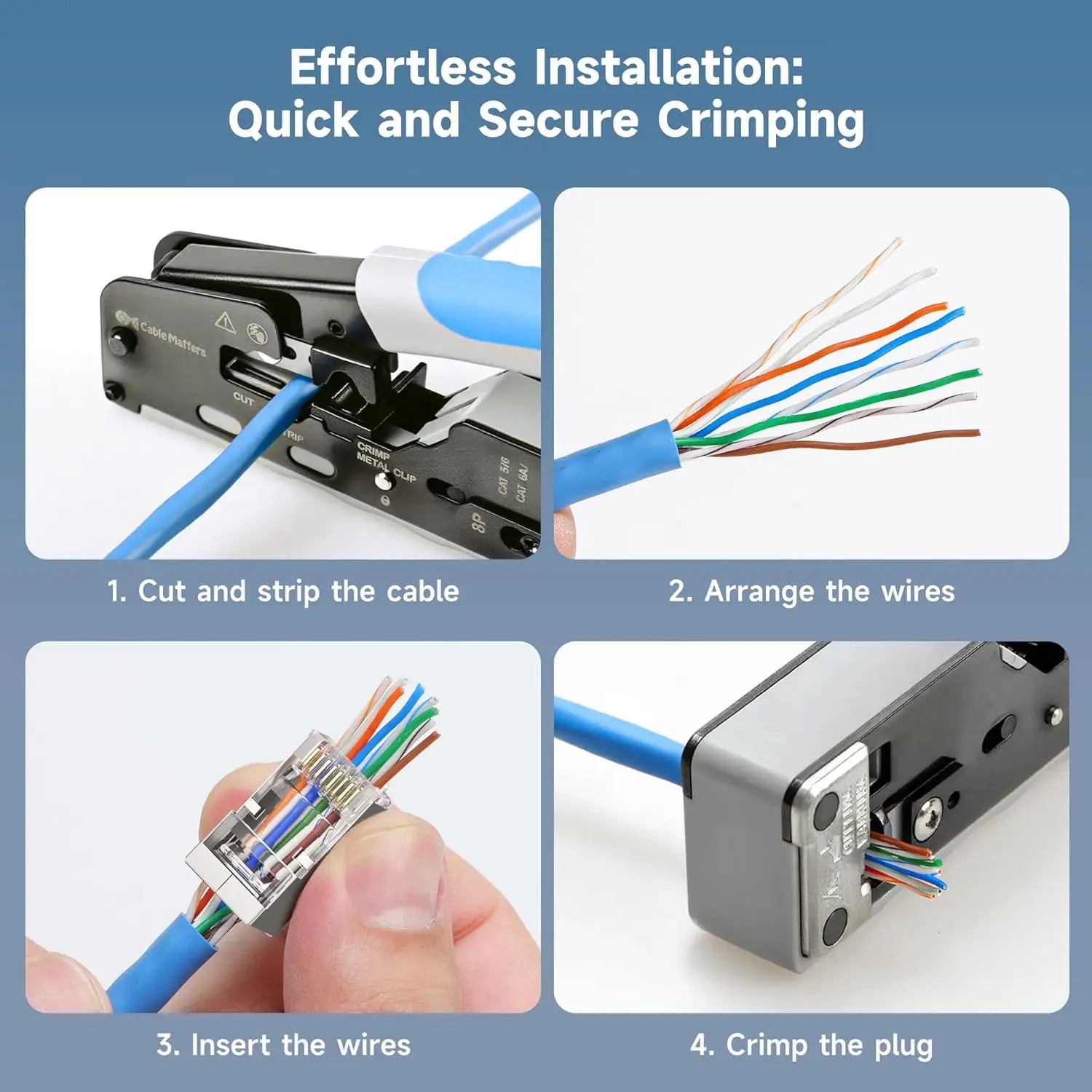 Cable Matters 100-Pack Cat 6A Shielded Pass Through RJ45 Connectors 50µ Gold Plated Max. Wire OD 1.19mm (Cat6A