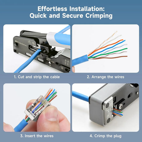 Cable Matters 100-Pack Cat 6A Shielded Pass Through RJ45 Connectors 50µ Gold Plated Max. Wire OD 1.19mm (Cat6A