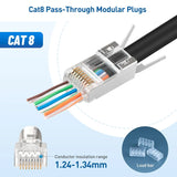 Cable Matters 20-Pack 23-24AWG Shielded Cat8 RJ45 Pass Through Connector with Load Bar & Strain Relief Boots 50µ Gold