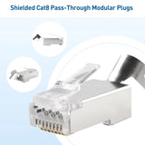 Cable Matters 20-Pack 23-24AWG Shielded Cat8 RJ45 Pass Through Connector with Load Bar & Strain Relief Boots 50µ Gold