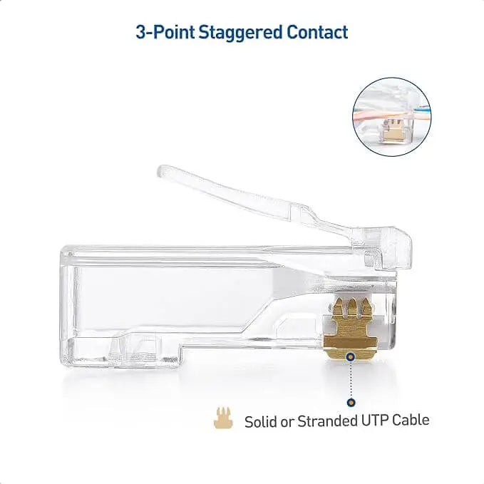 Cable Matters 20 Pack Cat 6 Pass Through RJ45 Modular Plugs for Solid or Stranded UTP / Cat6 Connectors