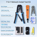 Cable Matters 7-in-1 Network Tool Kit with RJ45 Ethernet Crimping Punch Down Stand Tester Connectors Boots and Wire