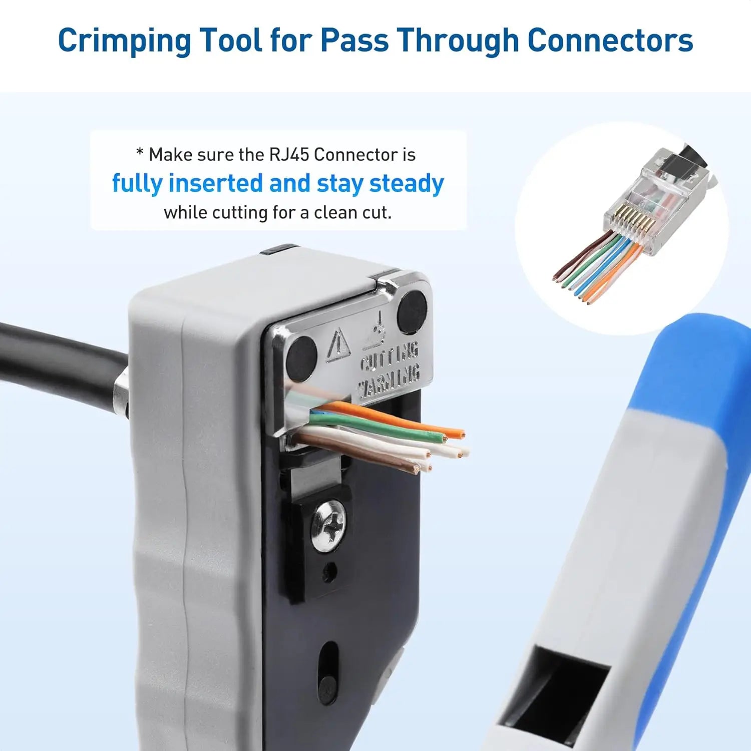 Cable Matters All-In-One Modular Ethernet Crimping Tool Cat 8 (Cat5 Cat6 Cat7 Cat8 Tool) for Shielded Pass-Through