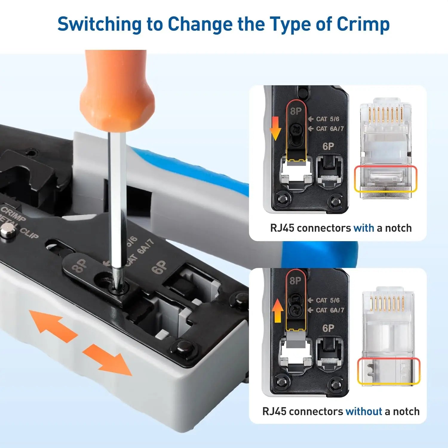 Cable Matters All-In-One Modular Ethernet Crimping Tool Cat 8 (Cat5 Cat6 Cat7 Cat8 Tool) for Shielded Pass-Through
