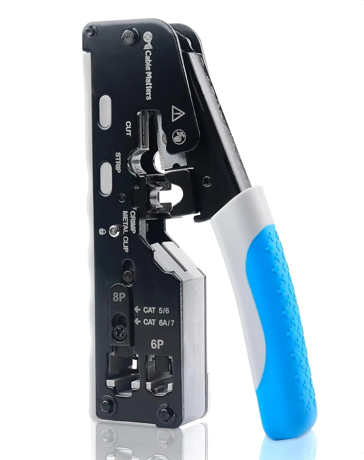 Cable Matters All-In-One Modular Ethernet Crimping Tool Cat 8 (Cat5 Cat6 Cat7 Cat8 Tool) for Shielded Pass-Through