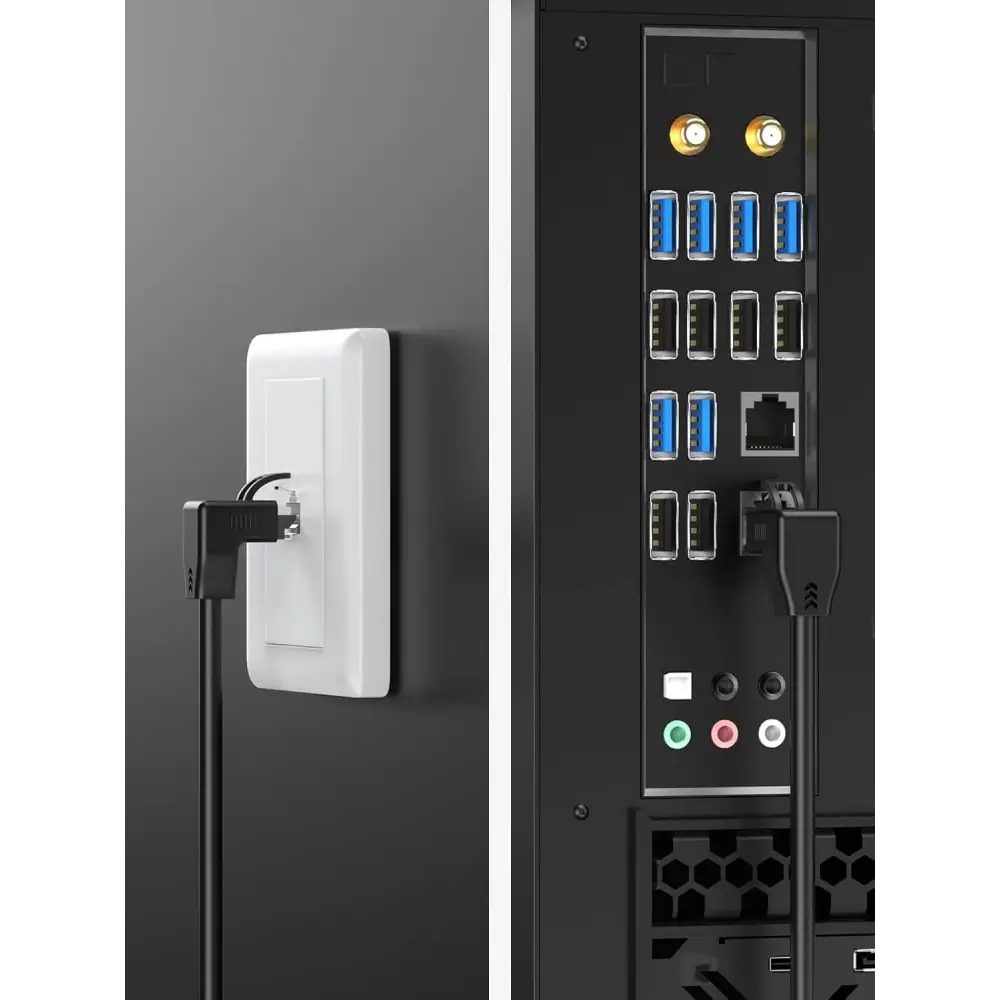 CableCreation CAT6 Ethernet Patch Cable RJ45 LAN Gigabit Network Cord 90 Degree Downward Angled,Bandwidth up to 250MHz