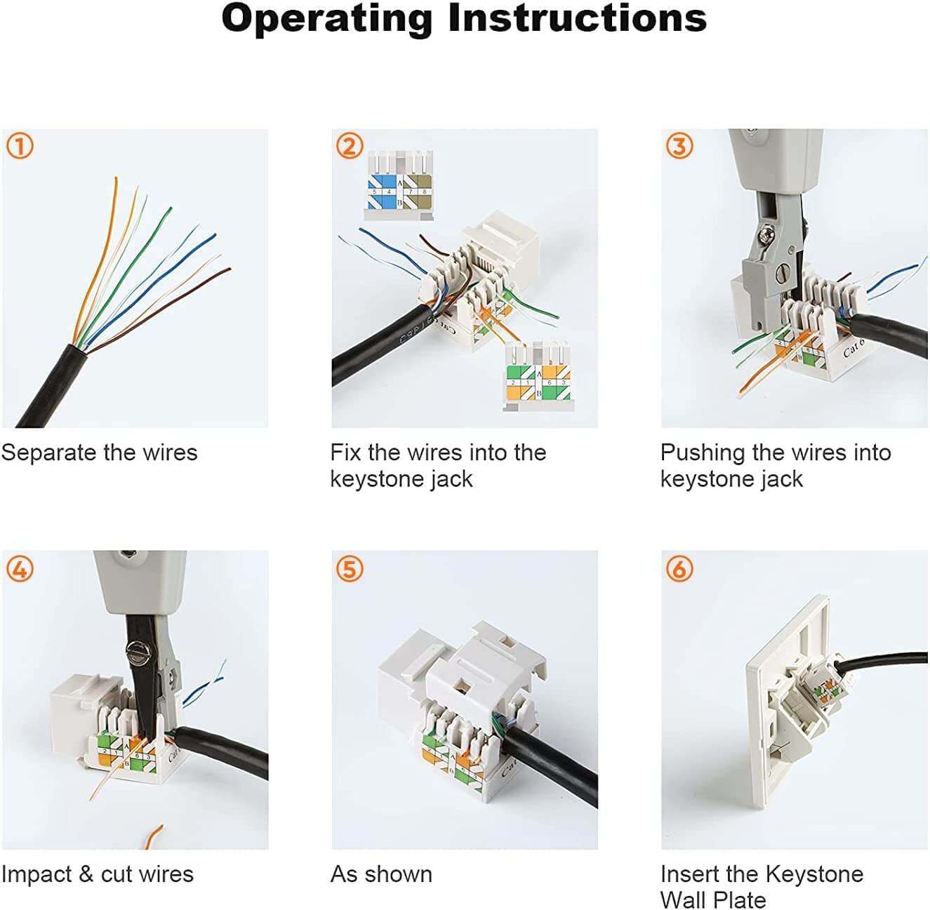CableCreation Cat6 Keystone Jacks 10-Pack RJ45 Keystone Jack UL Listed Ethernet Keystone Modular Female Connectors