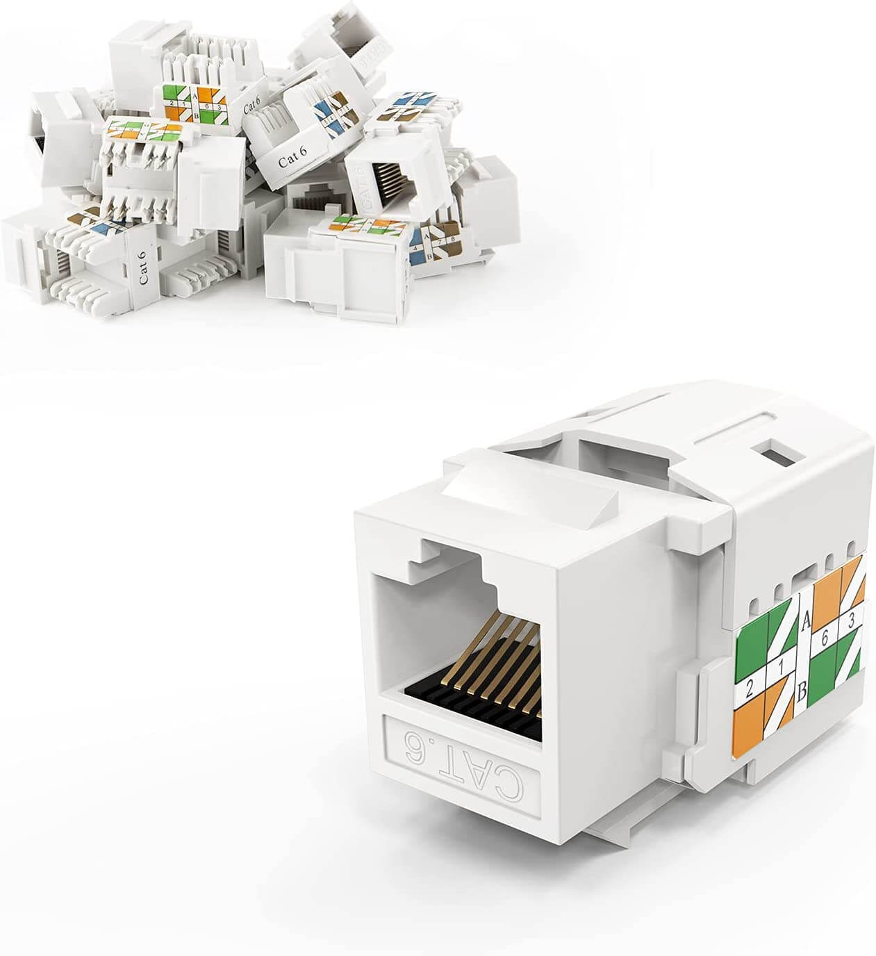 CableCreation Cat6 Keystone Jacks 10-Pack RJ45 Keystone Jack UL Listed Ethernet Keystone Modular Female Connectors