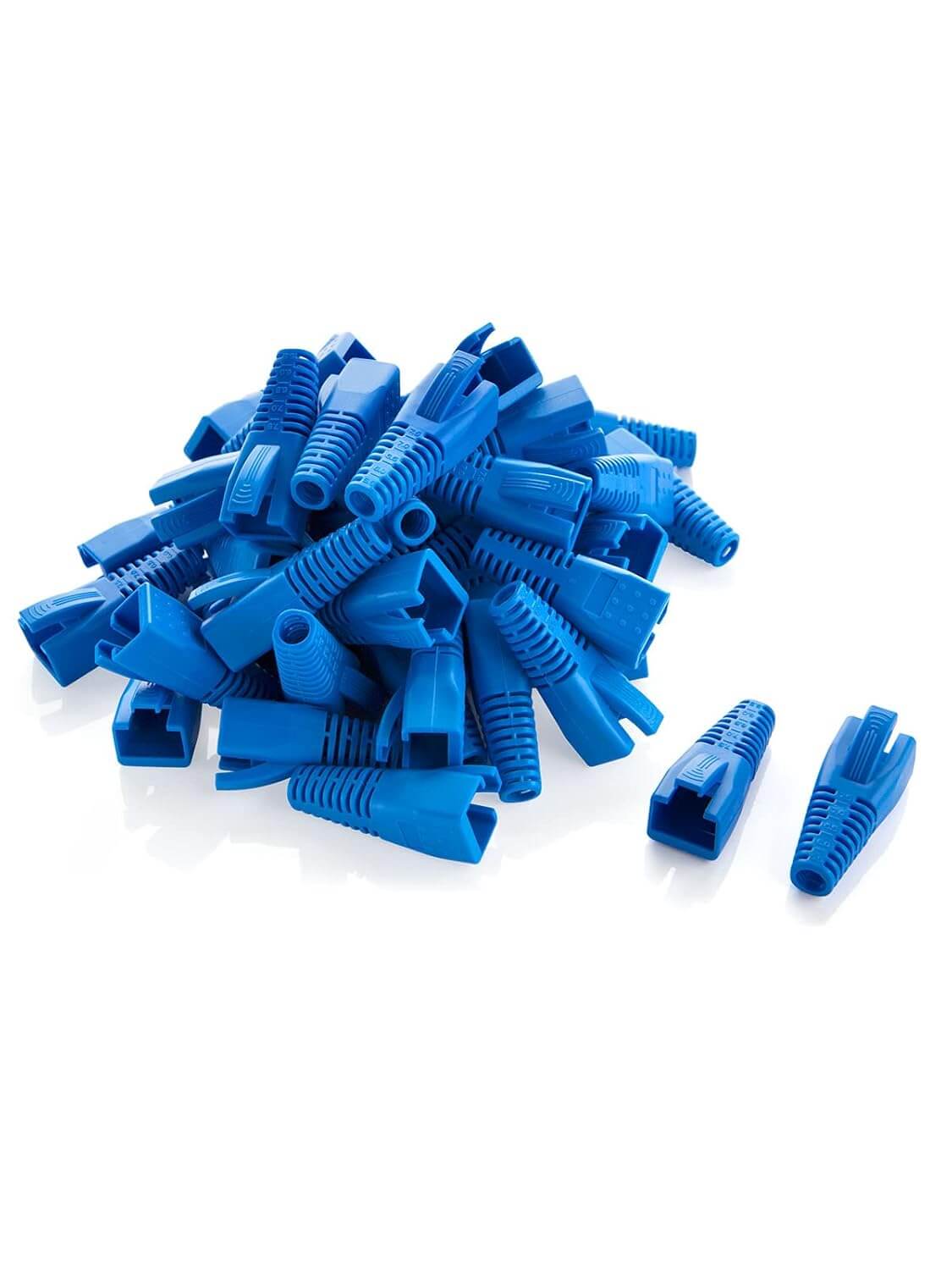 CableCreation RJ45 Ethernet Network Cable Strain Relief Boot 50-Pack Blue PVC Fits CAT5-CAT6A RJ45 Connector