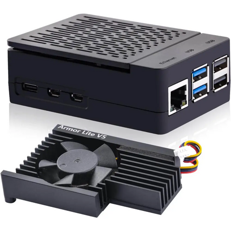 Case for Raspberry Pi 5 with Armor Lite V5 Adjustable Speed Enclosure