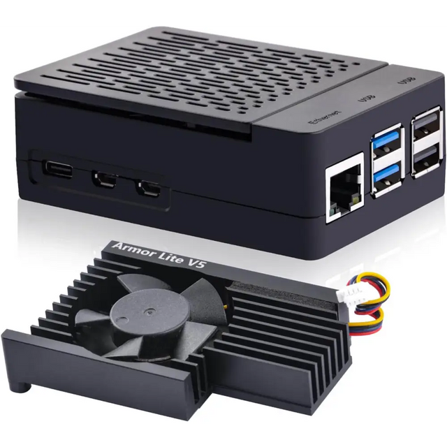 Case for Raspberry Pi 5 with Armor Lite V5 Adjustable Speed Enclosure