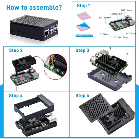 Case for Raspberry Pi 5 with Armor Lite V5 Adjustable Speed Enclosure