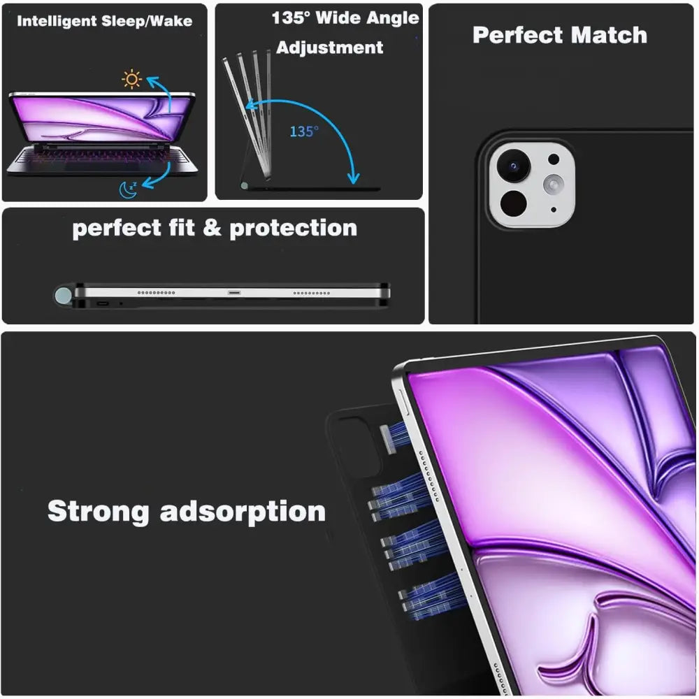 Case Keyboard for iPad Air 13 inch M2/M3(2024/2025) & Pro 12.9 inch(3/4/5/6th Gen) Magic Keyboard,Multi-Touch Trackpad