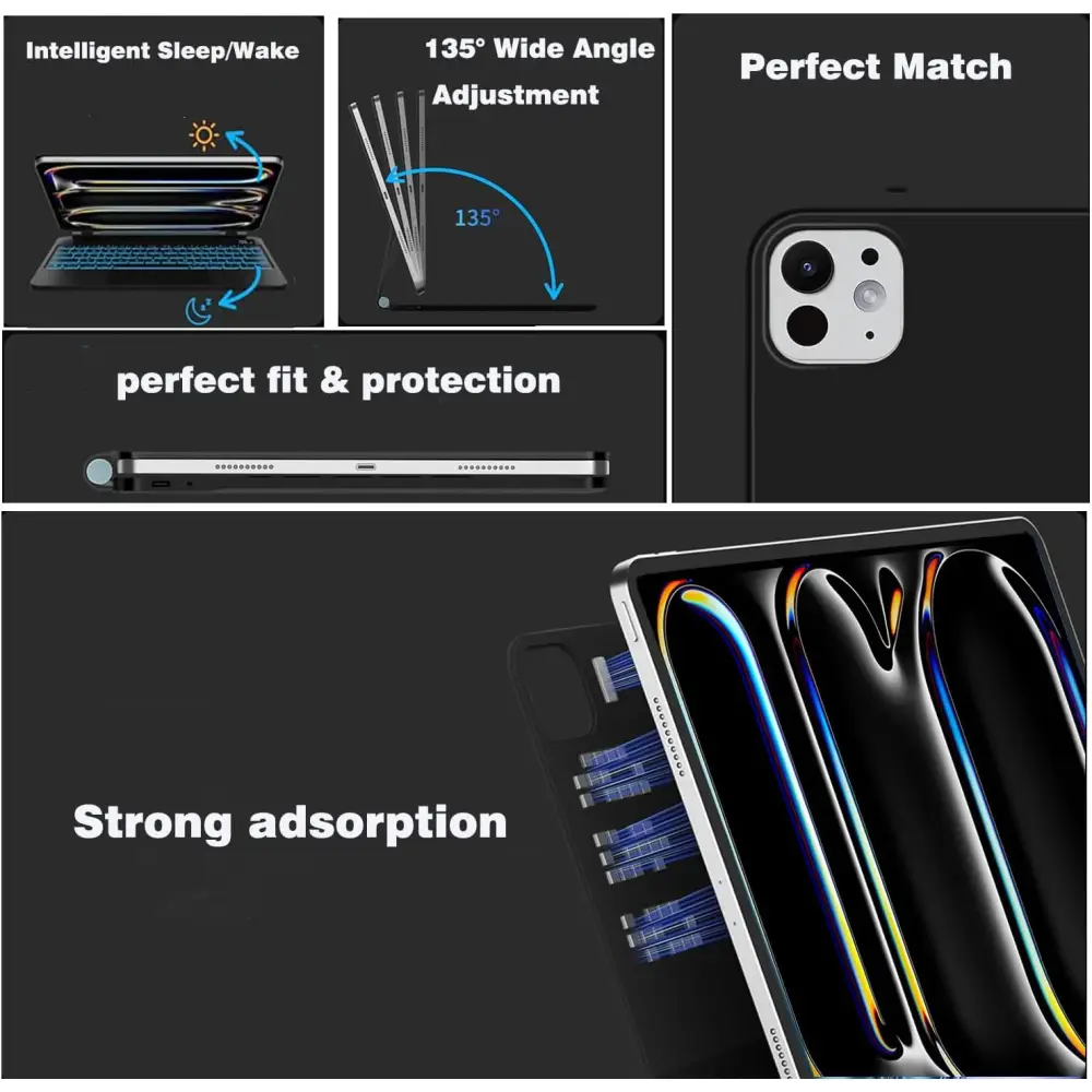 Case with Keyboard for iPad Pro 11 inch (M4) 2024,iPad 11(5th Gen) Easy-Set Magnetic Stand,Multi-Touch Trackpad 7