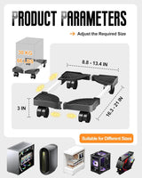 Computer Tower Stand Adjustable Mobile CPU with Rolling Caster Wheels Premium PC Holder for Floor Carpet Gaming Case