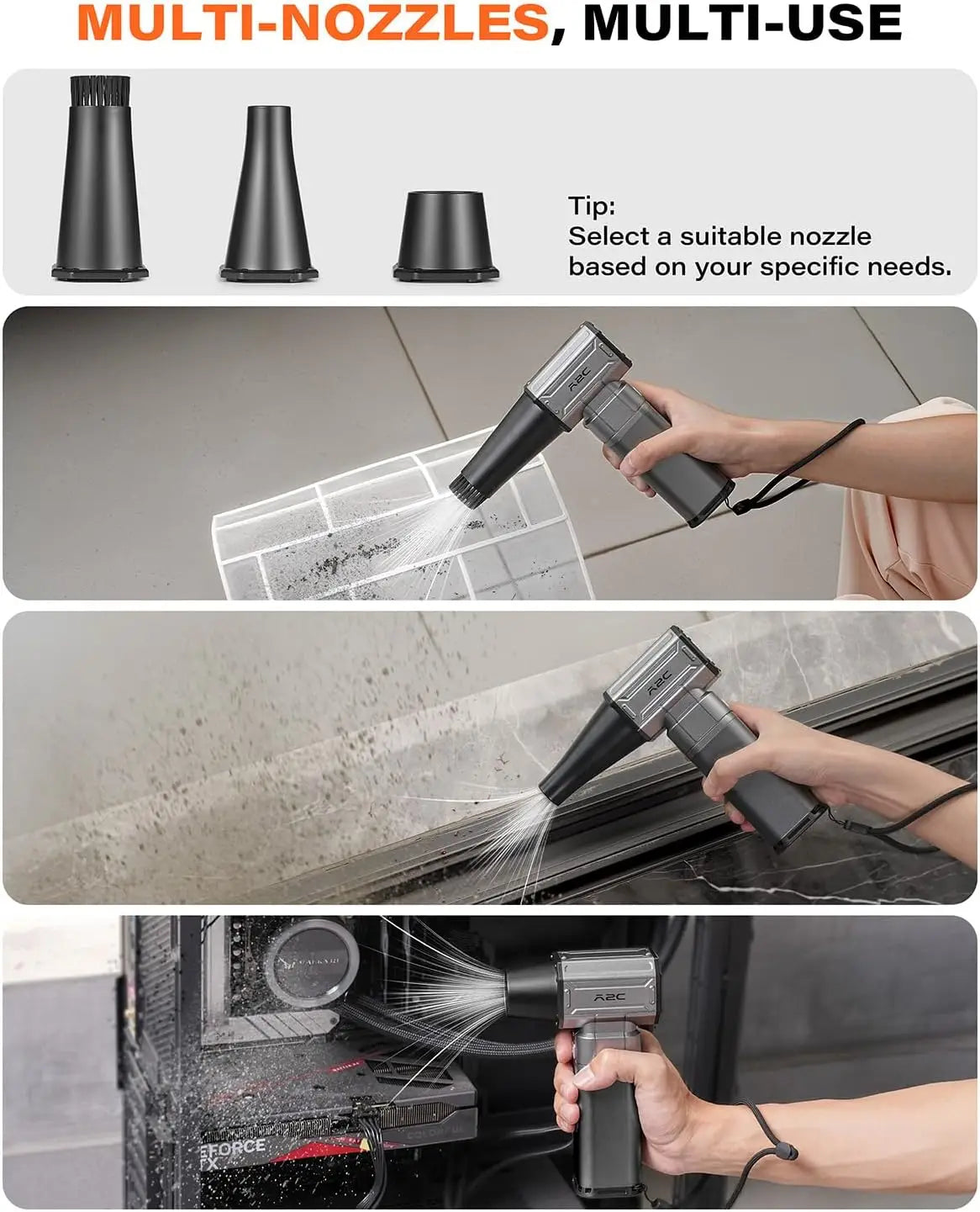 Cordless Mini Air Blower - Upgraded 40mm Motor 450g Powerful Airflow Compressed Electric Duster Rechargeable & 4-Gear