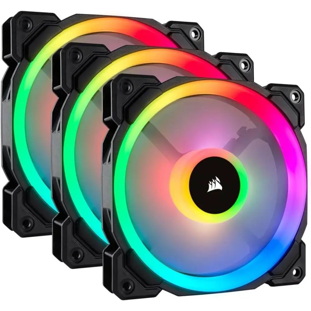 Corsair CO-9050072-WW LL120 RGB 120mm Dual Light Loop LED PWM Fan- Black (Triple Pack) Lighting Node PRO Included