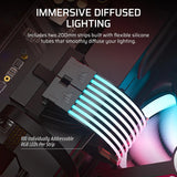 CORSAIR iCUE ARGB PSU Cable Strips – 2X 200mm LED 100 RGB LEDs Per Strip Fits Any Motherboard 5V Control Black