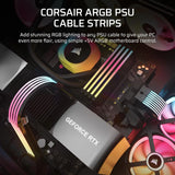 CORSAIR iCUE ARGB PSU Cable Strips – 2X 200mm LED 100 RGB LEDs Per Strip Fits Any Motherboard 5V Control Black