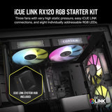 CORSAIR iCUE Link RX120 RGB 120mm PWM Fans with System Hub - Magnetic Dome Bearing - Triple Pack - Black