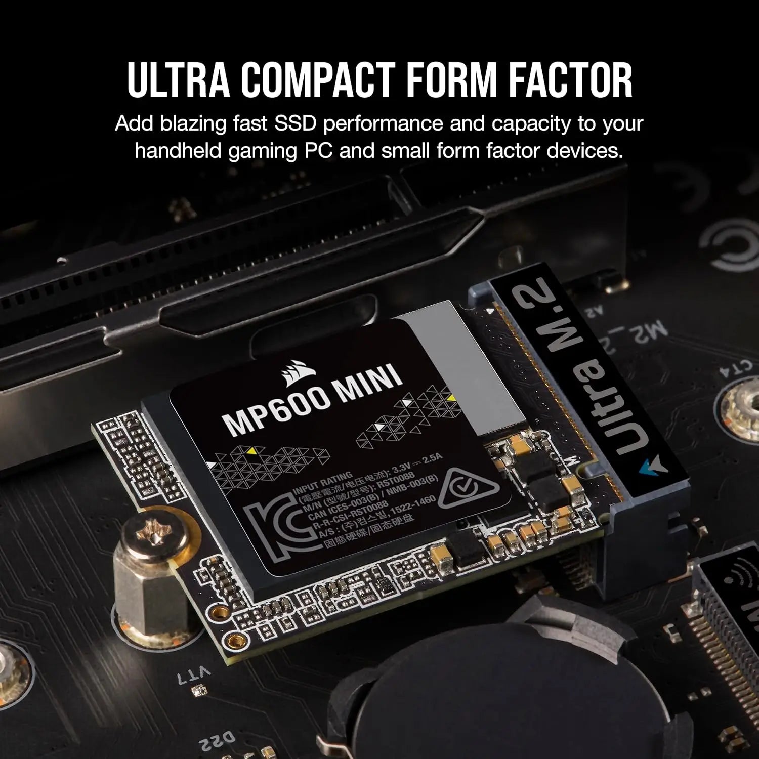 CORSAIR MP600 Mini 1TB M.2 NVMe PCIe x4 Gen4 2 SSD – 2230 Up to 7,000MB/sec Sequential Read High-Density 3D TLC NAND