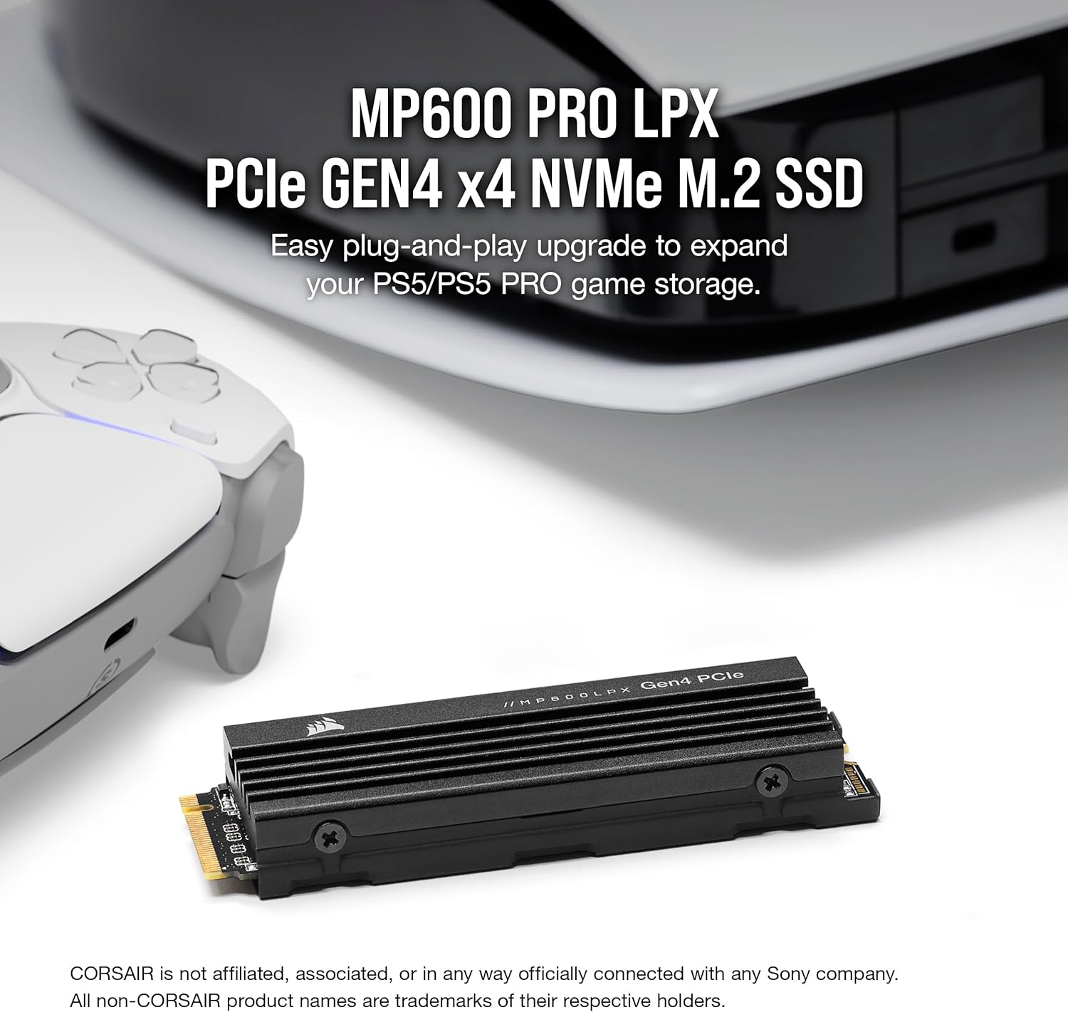 CORSAIR MP600 PRO LPX 2TB M.2 NVMe PCIe x4 Gen4 SSD - Optimised for PS5 (Up to 7,100MB/sec Sequential Read &