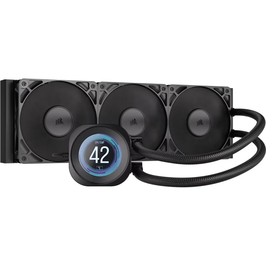 Corsair NAUTILUS 360 RS LCD Liquid CPU Cooler - Black 360mm rad pump 3x PWM fans 2100 RPM AM5/LGA1851 copper plate