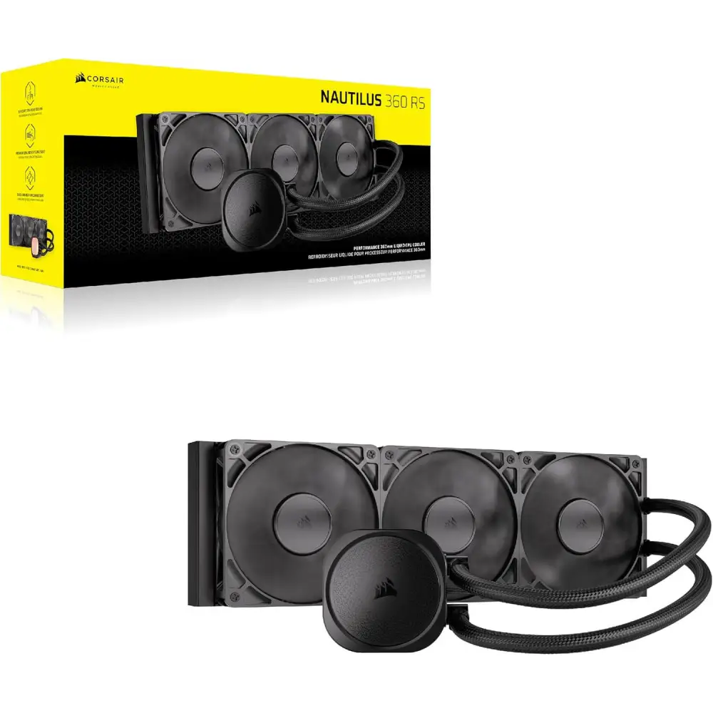 CORSAIR Nautilus 360 RS Liquid CPU Cooler – 360mm AIO Low-Noise Direct Motherboard Connection Daisy-Chain Intel LGA