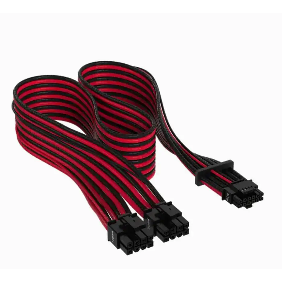 Corsair Premium Individually Sleeved 12 + 4pin PCIe Gen 5 Type-4 600W 12VHPWR Cable Red and Black 4080 / 4070 / 4090xx