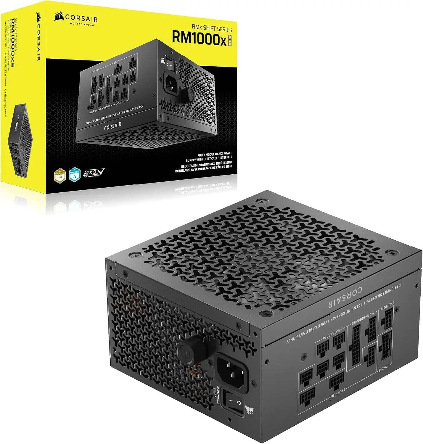 CORSAIR RM1000x Shift (2025) Fully Modular ATX Power Supply – Side Interface Native 12V-2x6 Cable 3.1 & PCIe 5.1