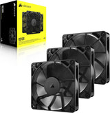 CORSAIR RS120 120mm PWM Fans – Daisy-Chain Connection Low-Noise Magnetic Dome Bearing Triple Pack Black
