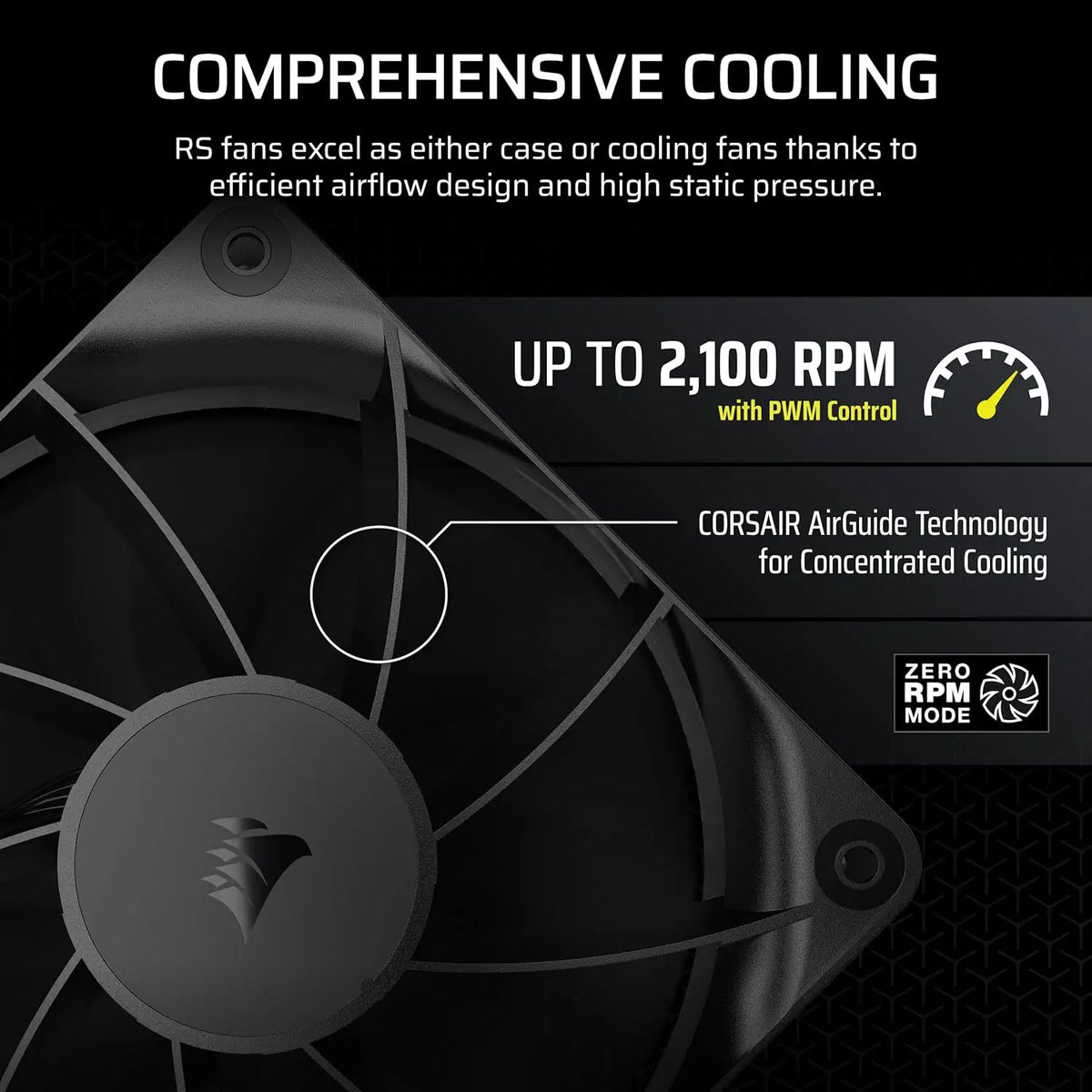 CORSAIR RS120 120mm PWM Fans – Daisy-Chain Connection Low-Noise Magnetic Dome Bearing Triple Pack Black