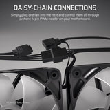 CORSAIR RS120 120mm PWM Fans – Daisy-Chain Connection Low-Noise Magnetic Dome Bearing Triple Pack Black