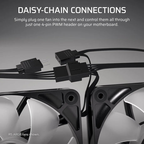 CORSAIR RS120 120mm PWM Fans – Daisy-Chain Connection Low-Noise Magnetic Dome Bearing Triple Pack Black